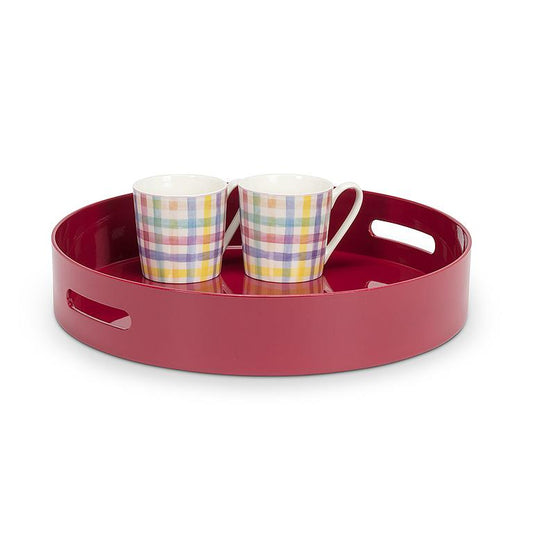 Glossy Round Tray in Burgandy
