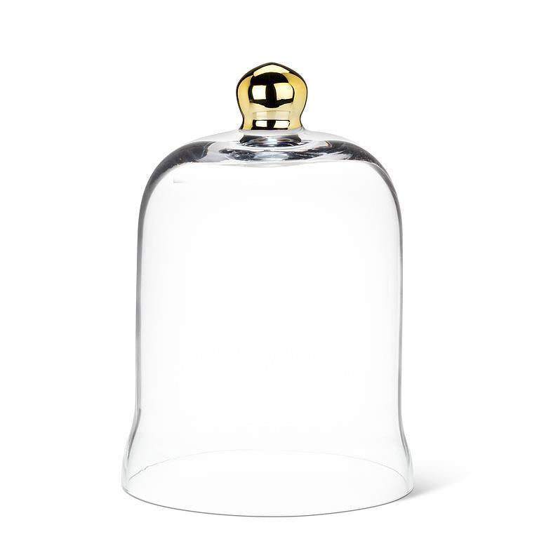 Large Bell Shaped Glass Cloche with Gold Knob