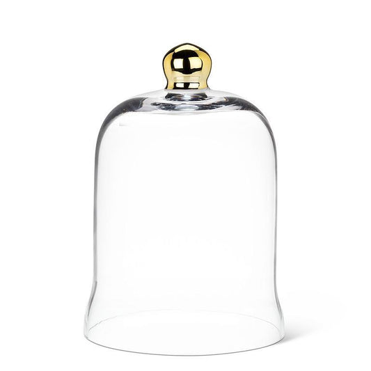 Large Bell Shaped Glass Cloche with Gold Knob