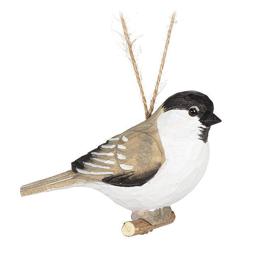Carved Chickadee Christmas Tree Ornament