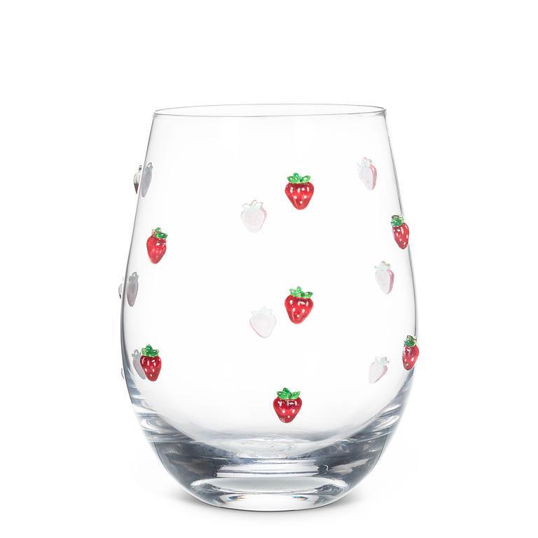 Sweet Strawberry Stemless Wine Glass