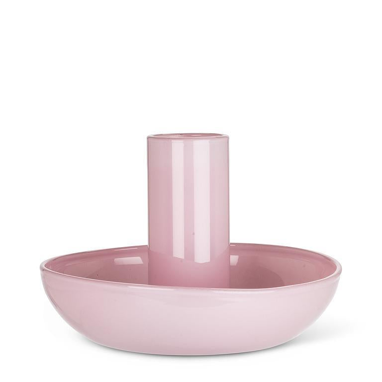 Pink Glass Minimalist Candle Holder