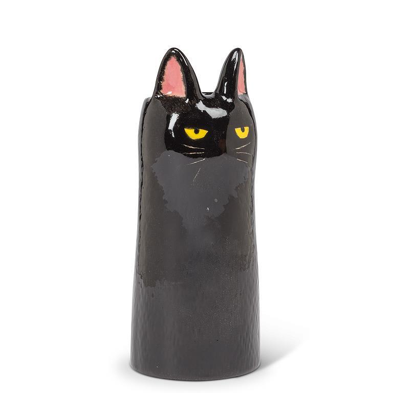 Skinny Cat Vase in Black