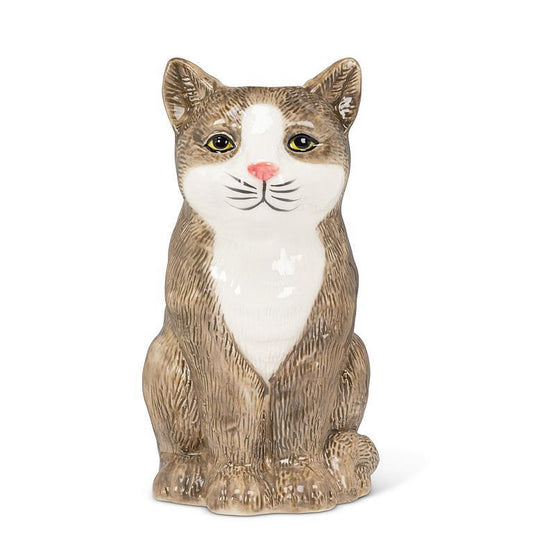 Sitting Tabby Cat Vase