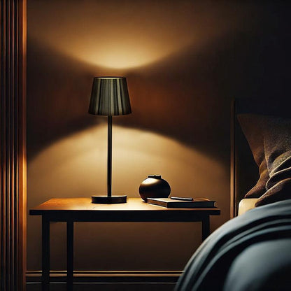 Black Fluted Shade LED Table Lamp