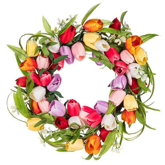 Large Colourful Tulip Wreath—22" Diameter