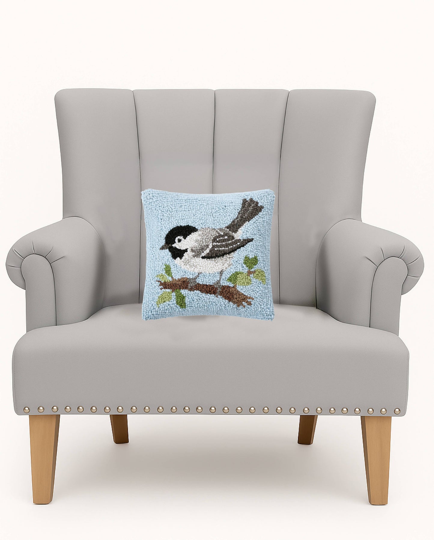 Chickadee Wool Hook Pillow