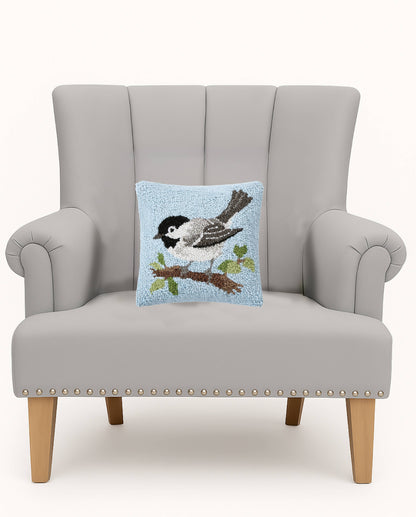 Chickadee Wool Hook Pillow