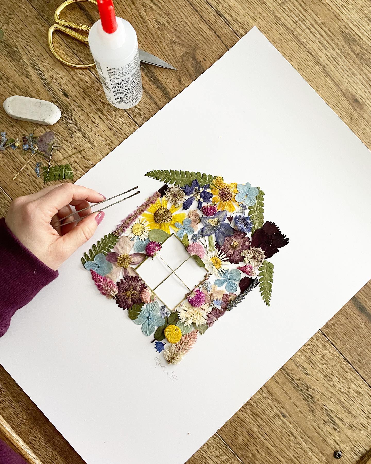 Home Sweet Home—Pressed Flower Wall Print