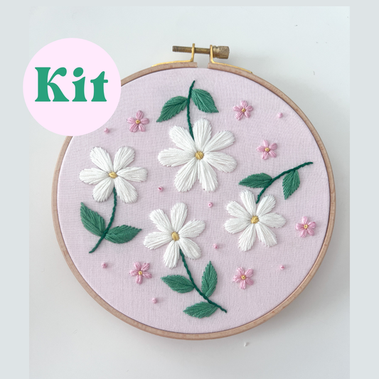 6" Beginner Floral Hand Embroidery Kit - Beginner Daisies