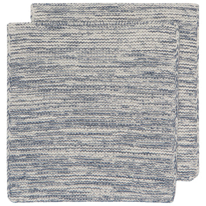 Midnight Blue Hand-Knit Cotton Dishcloths–Set of 2