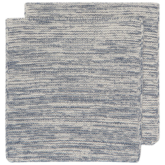 Midnight Blue Hand-Knit Cotton Dishcloths–Set of 2