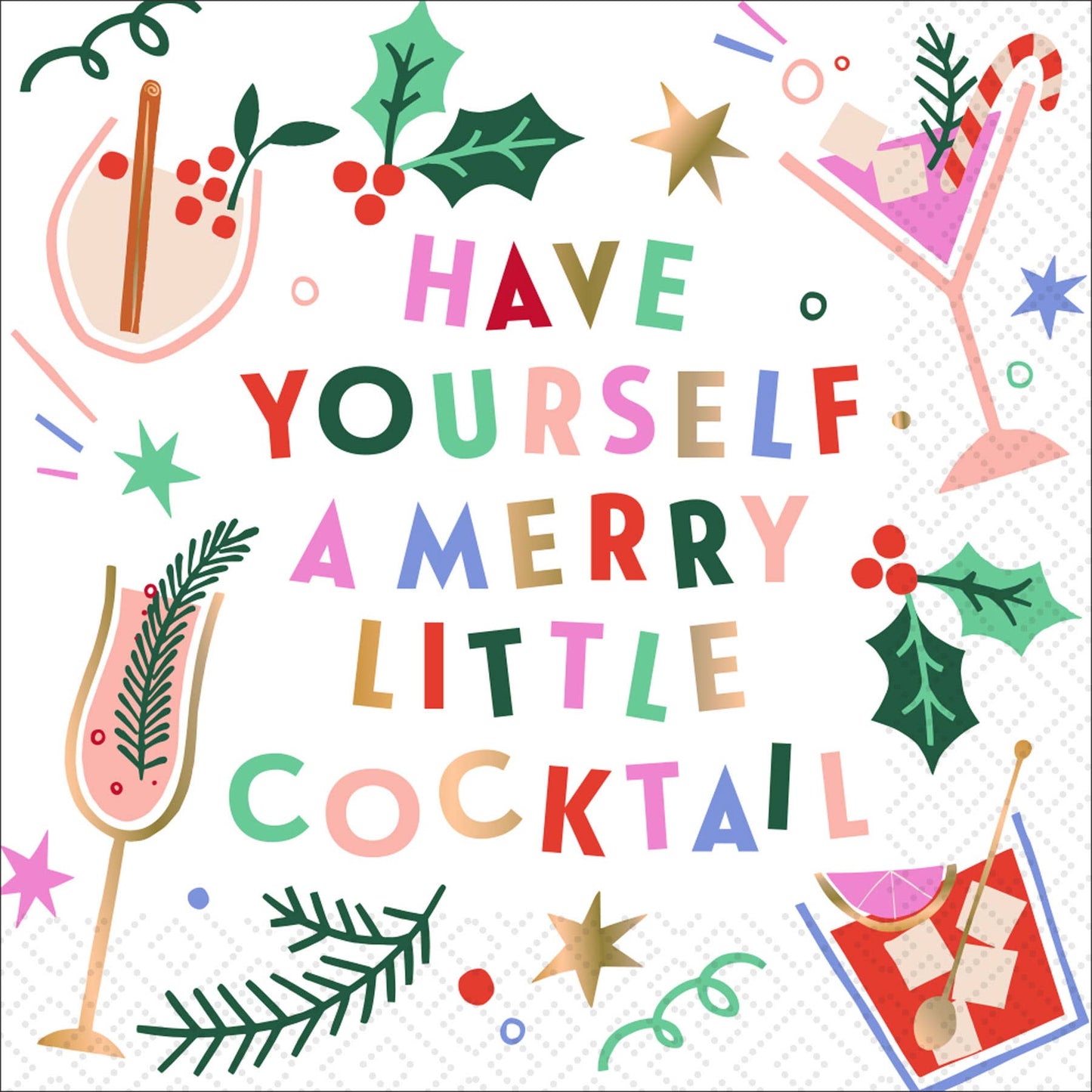 Merry Cocktail - Foil Cocktail Napkin