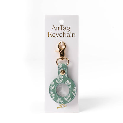 Forget Me Nots Sage Green AirTag Keychain