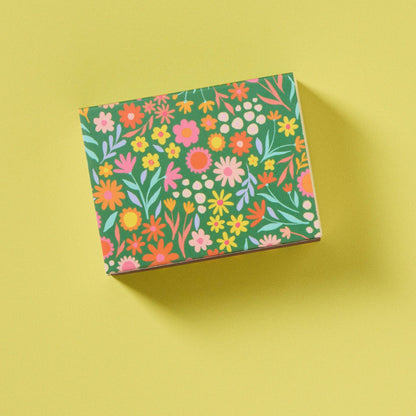 Floral Meadow Matchbox with Colorful Matchsticks