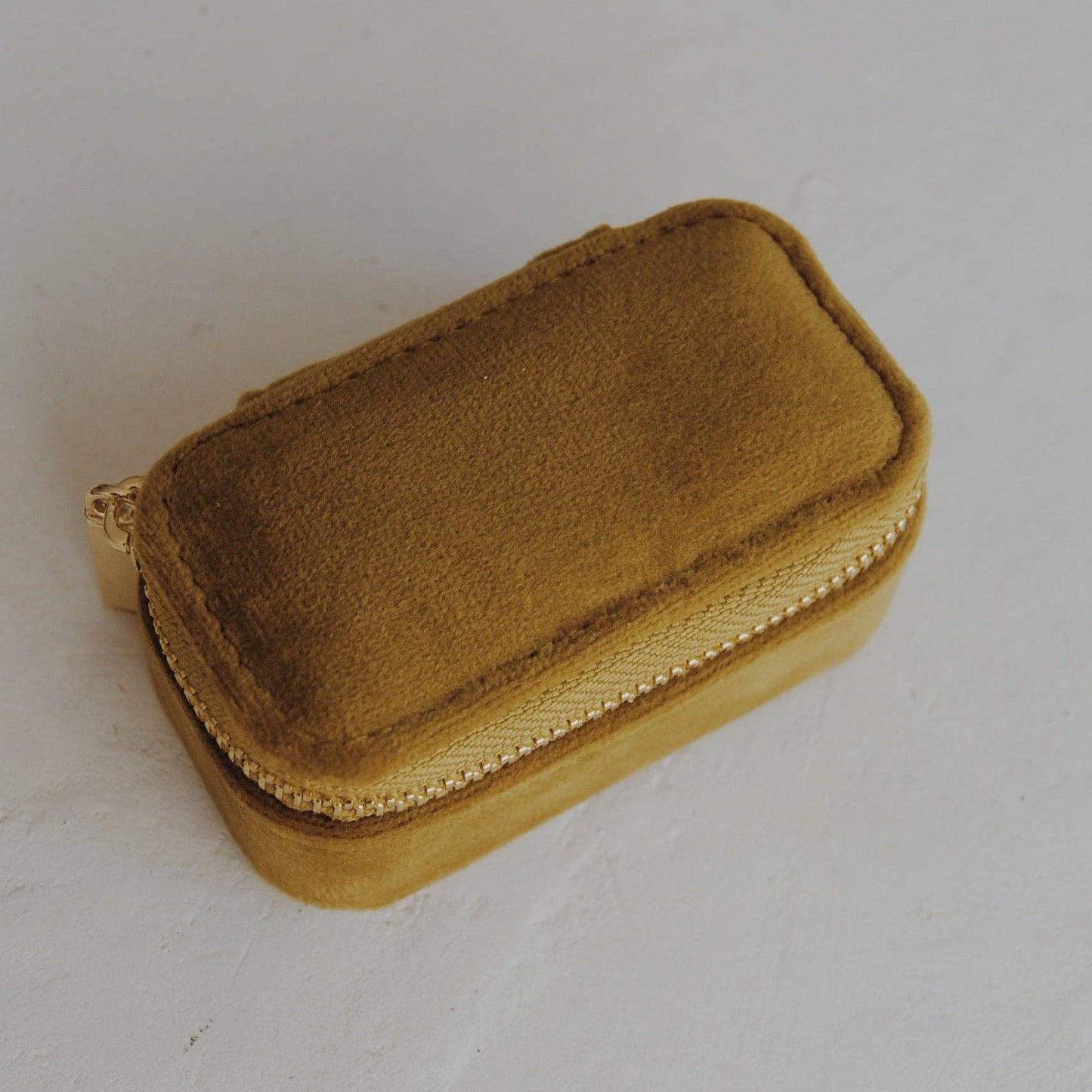 Velvet Travel Jewelry Box in Chartreuse