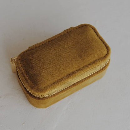Velvet Travel Jewelry Box in Chartreuse