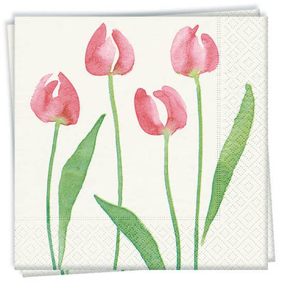 Watercolour Tulip Cocktail Napkin