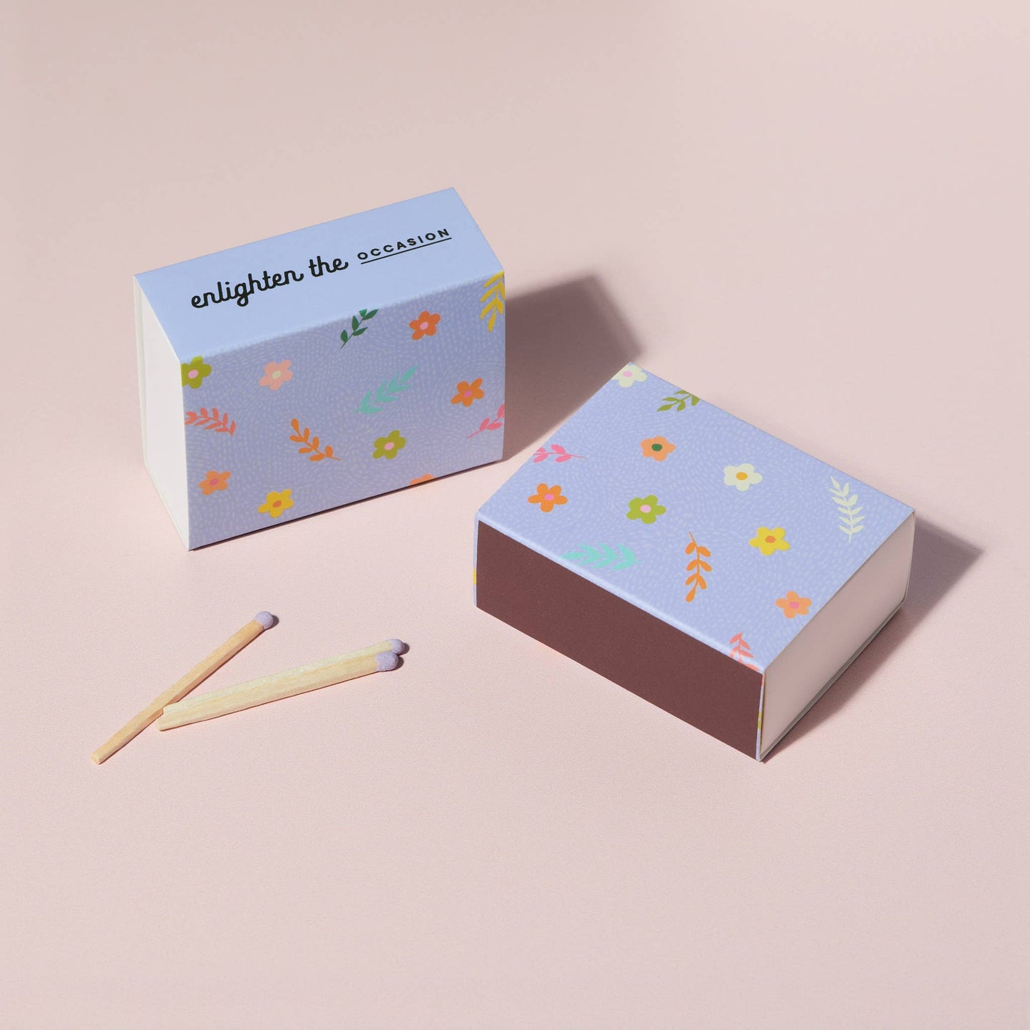 Lavender Blossom Matchbox with Colorful Matchsticks