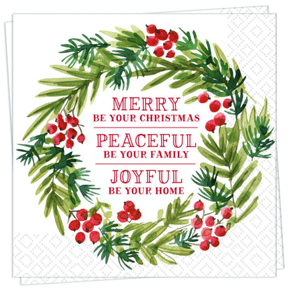 Merry Peaceful Joyful Cocktail Napkin