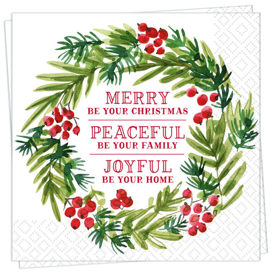 Merry Peaceful Joyful Cocktail Napkin