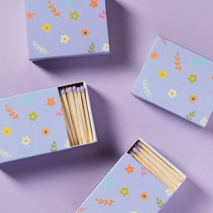 Lavender Blossom Matchbox with Colorful Matchsticks