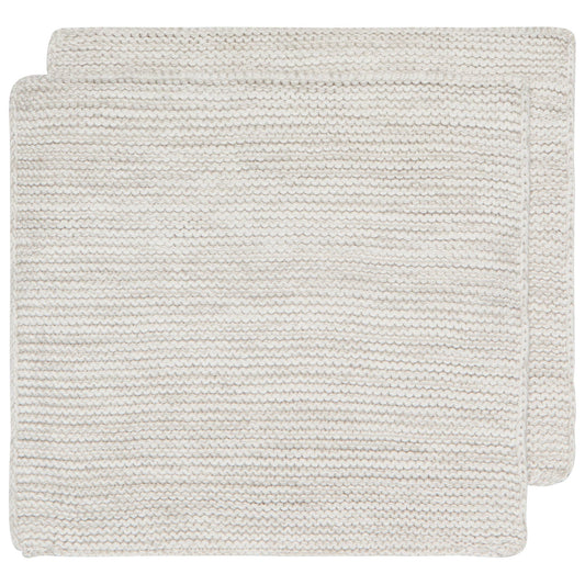 Dove Gray Hand-Knit Cotton Dishcloths–Set of 2