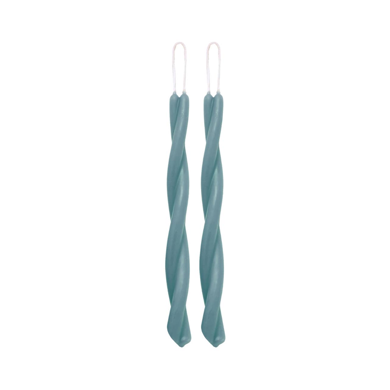 Sky Blue—Set of 2 Twisted Taper Candles 100% Pure Beeswax