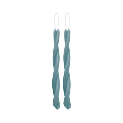 Sky Blue—Set of 2 Twisted Taper Candles 100% Pure Beeswax