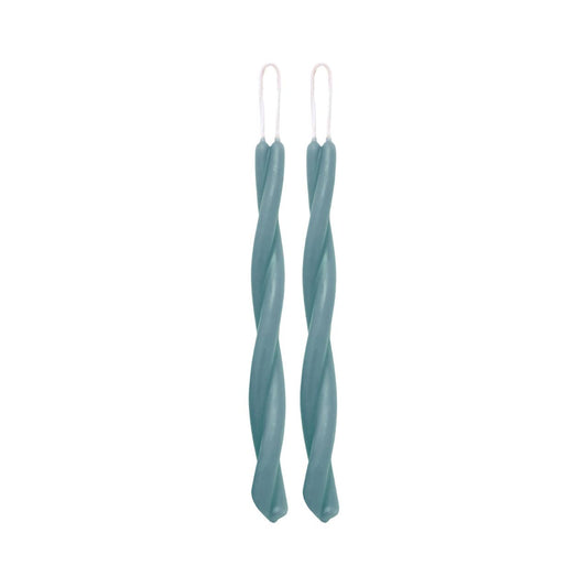Sky Blue—Set of 2 Twisted Taper Candles 100% Pure Beeswax