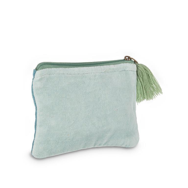 Blue Velvet Zippered Pouch with Tassel