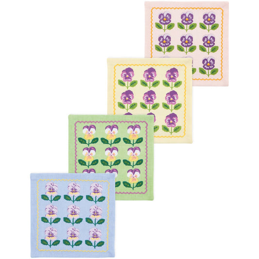 Pansy Printed Cocktail Napkins—Set of 4 Assorted