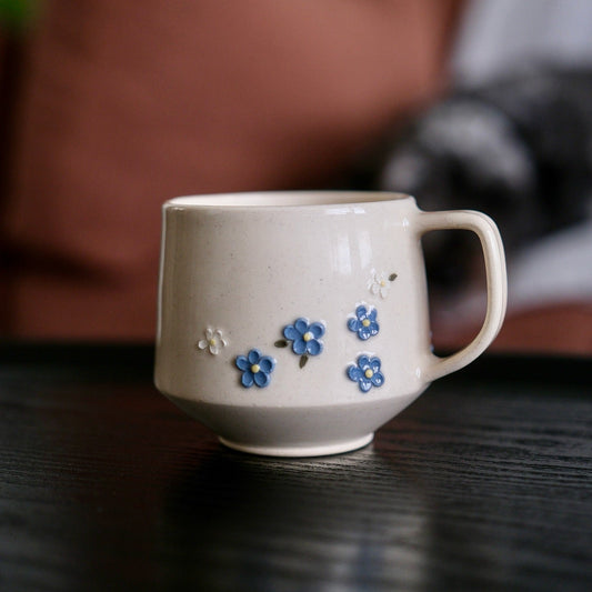 Blue Forget Me Not Tea Cups by Jessie Wright Pottery