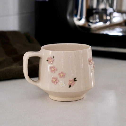 Pink Flower Tea Cups by Jessie Wright Pottery