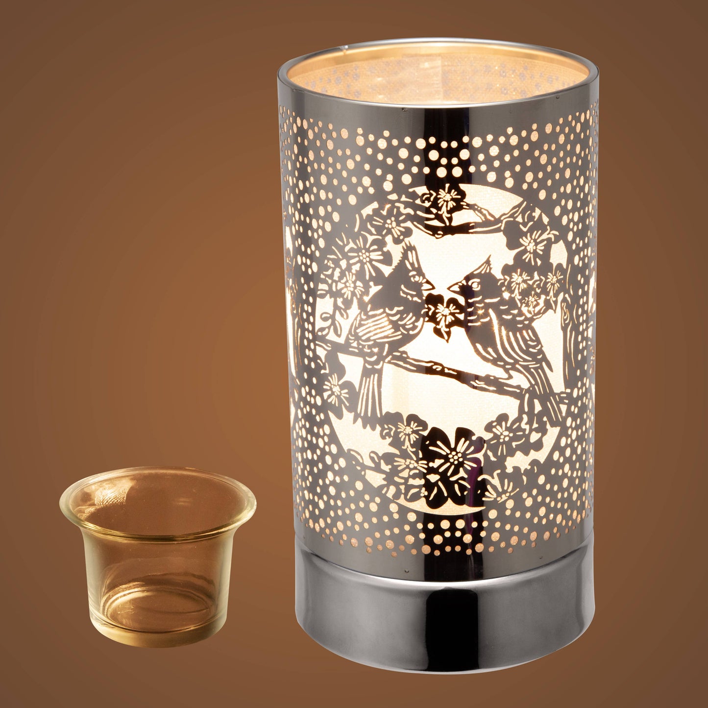 Silver Cardinals Touch Lamp Wax Warmer & Oil Burner