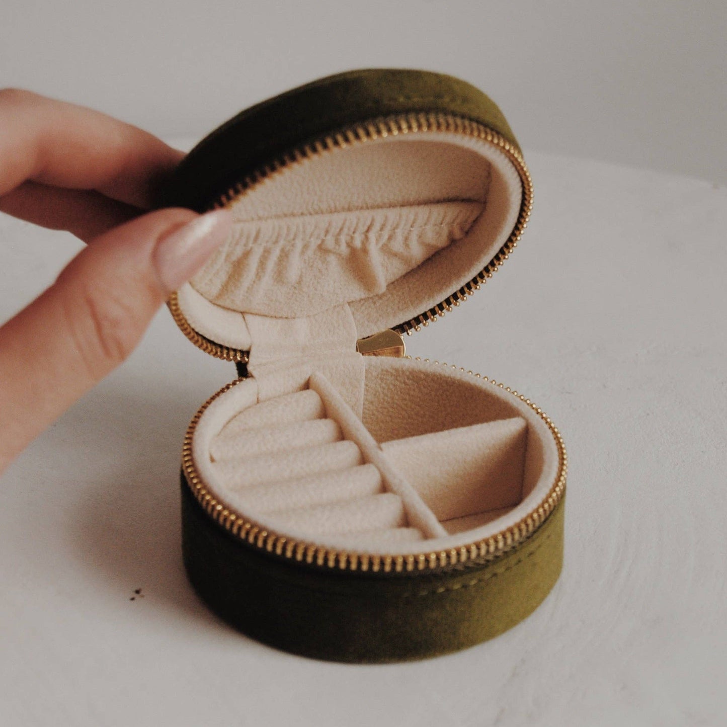 Circular Travel Jewelry Box in Forest