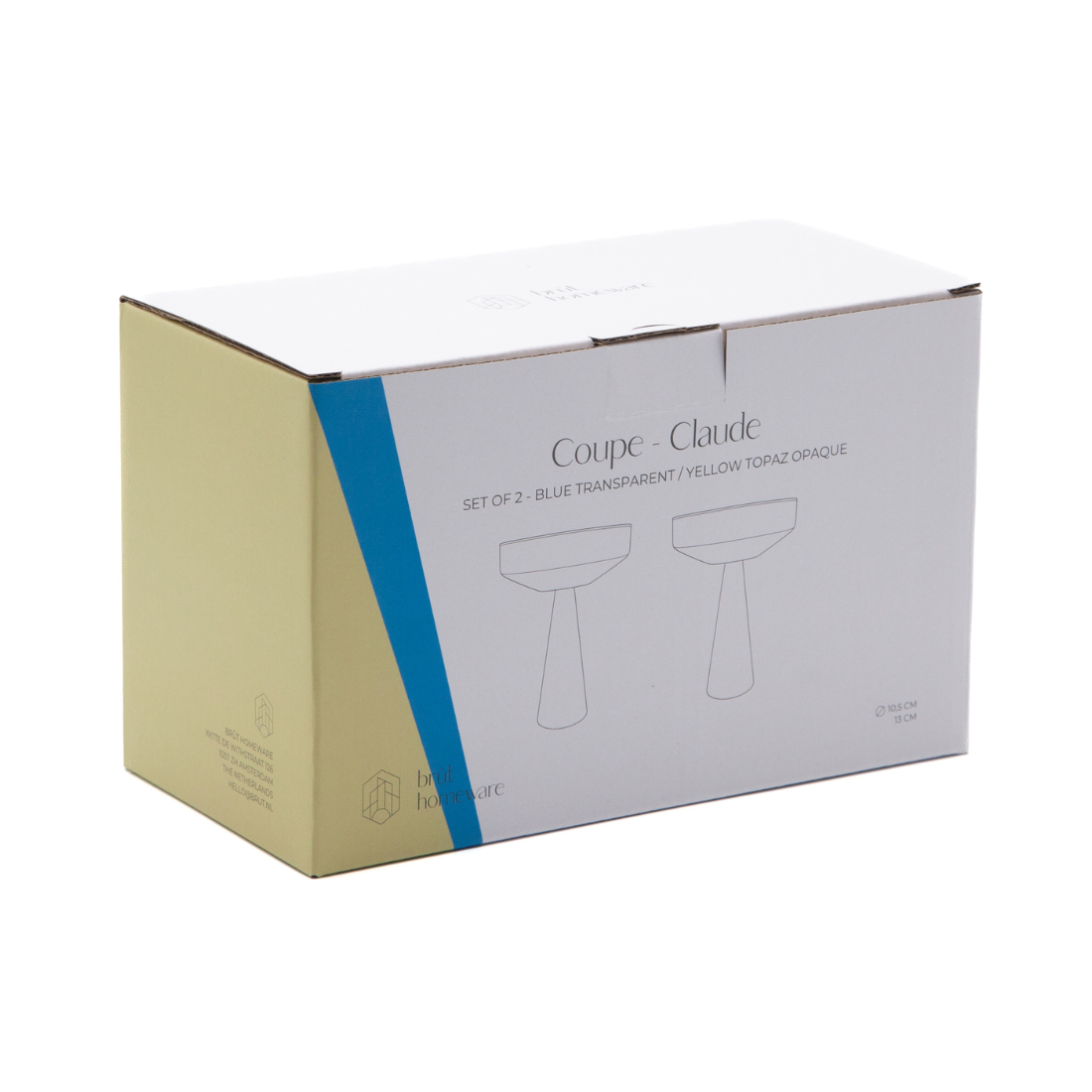 Blue & Topaz Champagne Coupe Claude—set of 2
