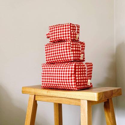Medium Red Gingham Toiletry Bag