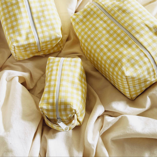 Mini Yellow Gingham Toiletry Bag