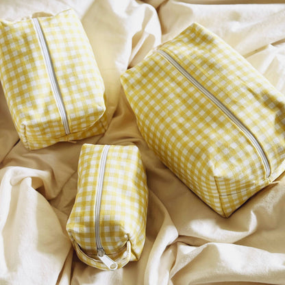 Large Yellow Gingham Toiletry Bag
