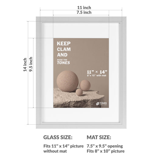 White Wood Traditional Picture Frame—11X14 with 8x10 Mat