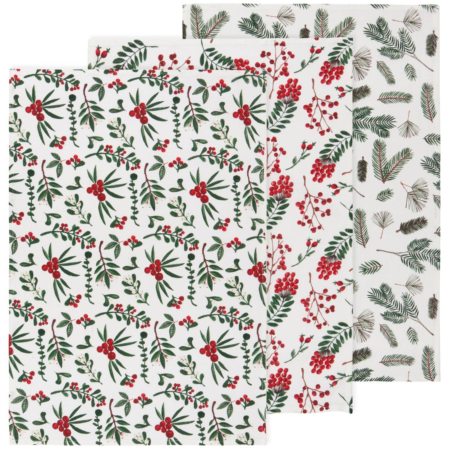 Winterberry Bakers Floursack Christmas Dishtowels Set of 3