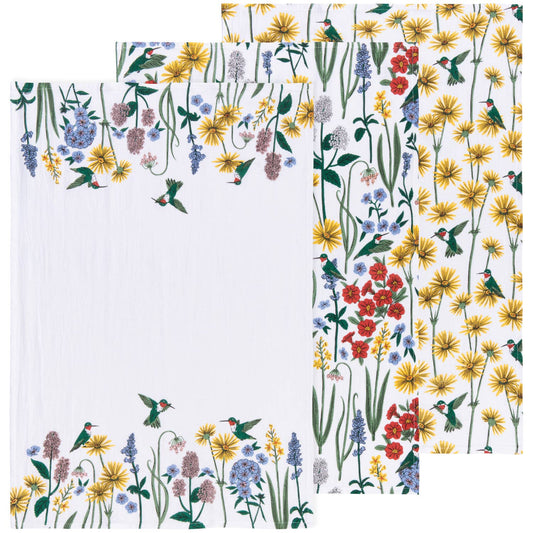 Hummingbird Baker's Floursack Dishtowels—Set of 3 Assorted