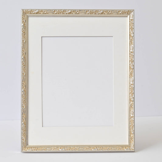 Water Gilded Bright Silver Finish On Ornate Motif—11X14