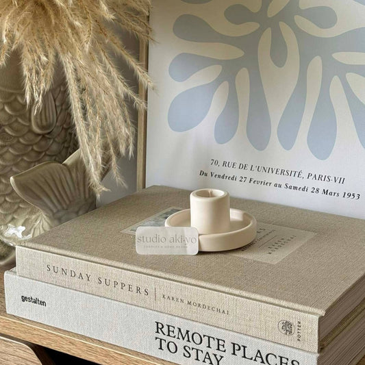 Minimalist Candlestick Holder—Cream White