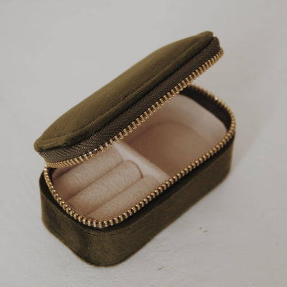 Velvet Travel Jewelry Box in Forest