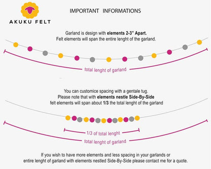 Blush Bloom Felted Wool Pom Pom Garland