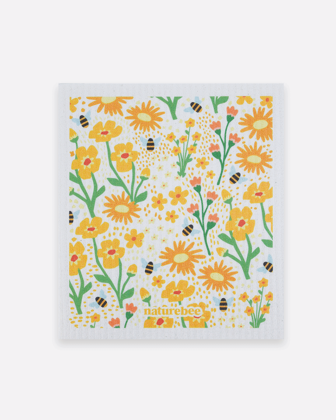 Yellow Floral Swedish Sponge Dishcloth