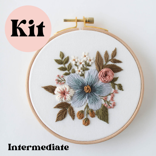 5" Intermediate Floral Embroidery Kit - Periwinkle Dreams