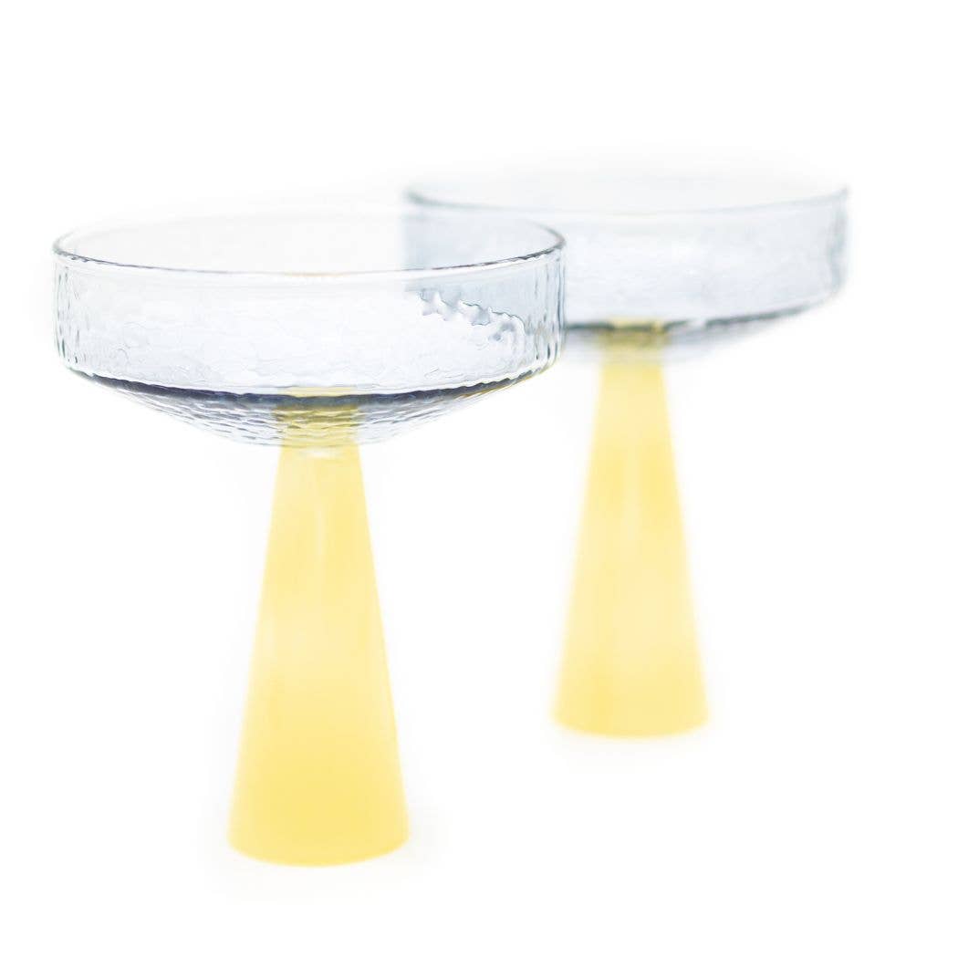 Blue & Topaz Champagne Coupe Claude—set of 2
